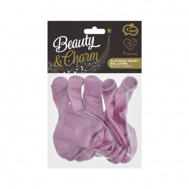 Balloons Beauty&Charm, Platinum light pink hearts, 12"/6 pcs. 1 Balloons Beauty&Charm, Platinum light pink hearts, 12"/6 pcs. 1