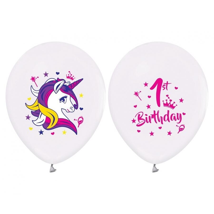 1st Birthday Balloons (Unicorns), 12" / 5 pcs. 1st Birthday Balloons (Unicorns), 12" / 5 pcs.