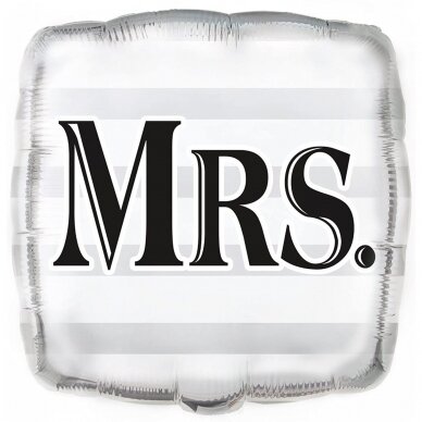 Unique MRS Wedding Square Foil Balloon, 18", Silver Unique MRS Wedding Square Foil Balloon, 18", Silver