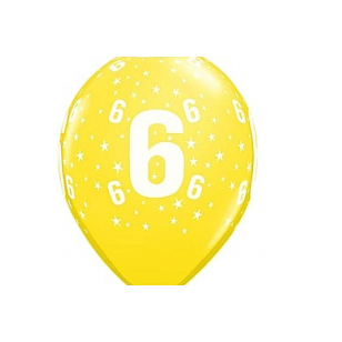 Balionas "Skaičius 6", geltonas (1 vnt./30cm)