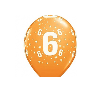 Balionas "Skaičius 6", oranžinis (1 vnt./30cm)