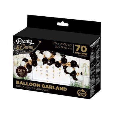Balionų girlianda - arka "Pasidaryk pats", balta, juoda, auksinė (70 vnt) Balionų girlianda - arka "Pasidaryk pats", balta, juoda, auksinė (70 vnt)