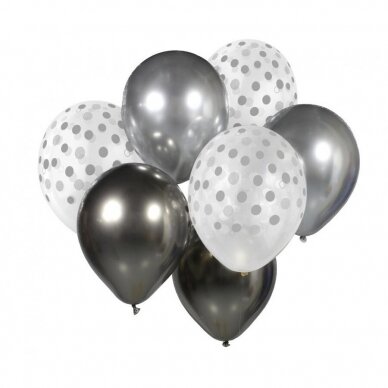 Balloon bouquet B&C Silver & Graphite, 7 pcs Balloon bouquet B&C Silver & Graphite, 7 pcs