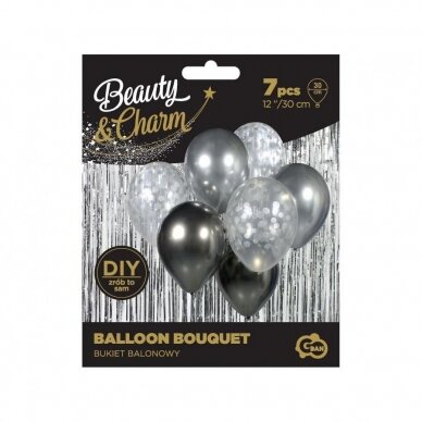 Balloon bouquet B&C Silver & Graphite, 7 pcs 2 Balloon bouquet B&C Silver & Graphite, 7 pcs 2