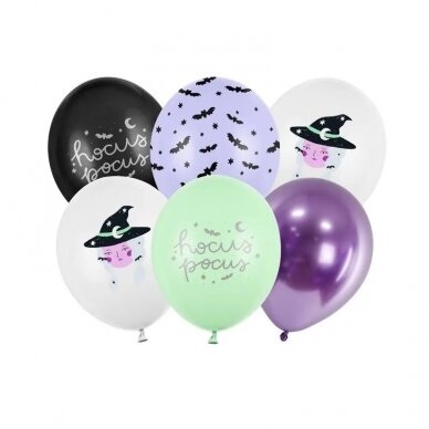 Halloween balloon set with witch and bats "Hocus Pocus" (6 pcs./30 cm) Halloween balloon set with witch and bats "Hocus Pocus" (6 pcs./30 cm)