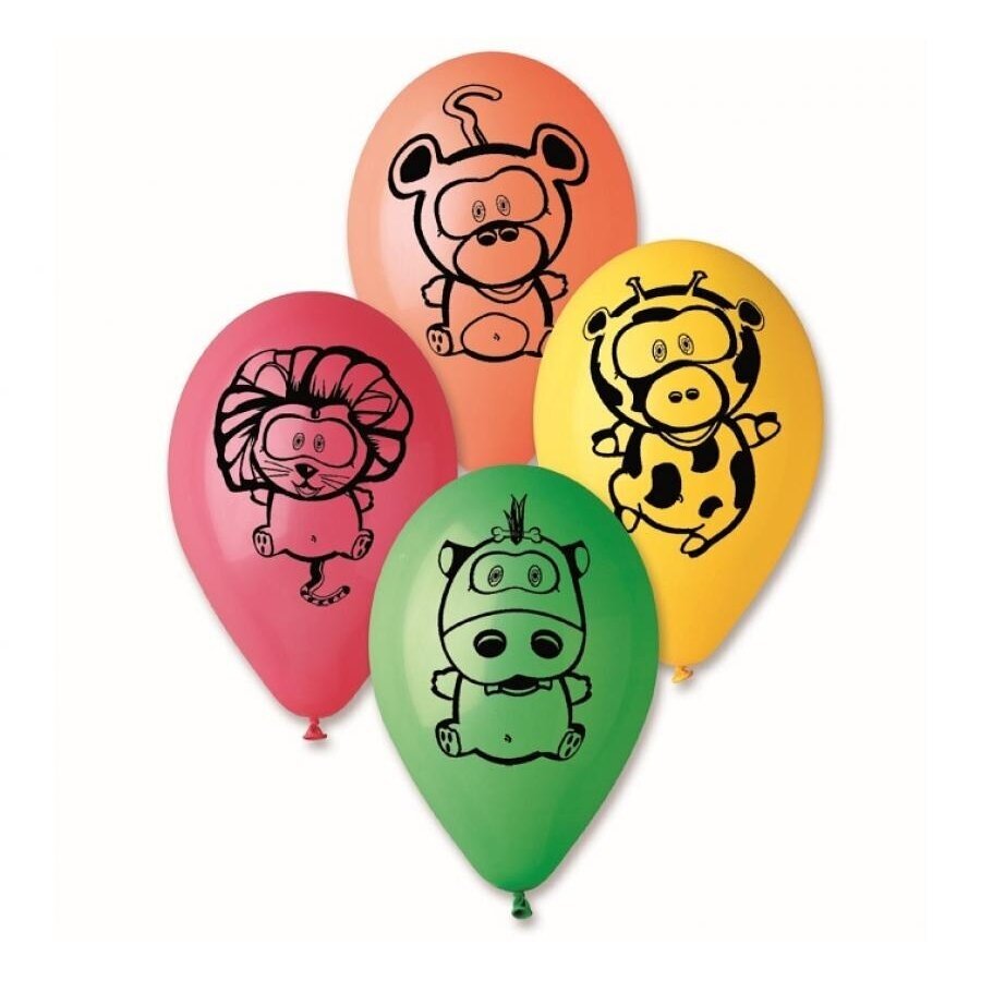 Premium Balloons "Jungle Animals", 12" / 5 pieces Premium Balloons "Jungle Animals", 12" / 5 pieces