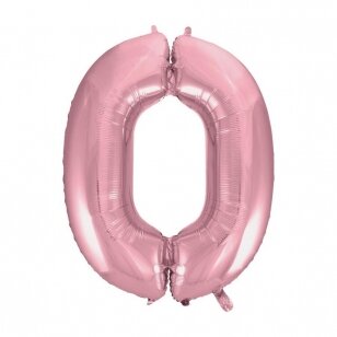 Folinis balionas "Skaičius 0", rausvas, 92cm