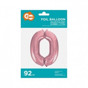 Folinis balionas "Skaičius 0", rausvas, 92cm