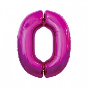Folinis balionas "Skaičius 0", ryškiai rožinis, 92cm