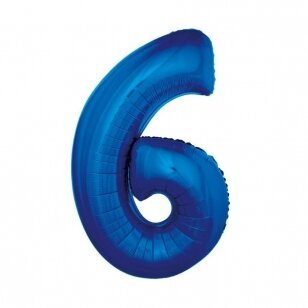 Folinis balionas "Skaičius 6", mėlynos spalvos, 92cm