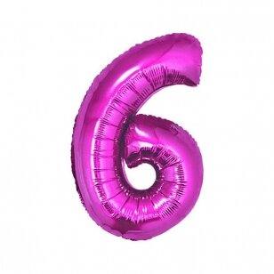 Folinis balionas "Skaičius 6", ryškiai rožinis, 91cm