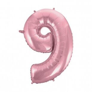 Folinis balionas "Skaičius 9", rausvas, 92cm