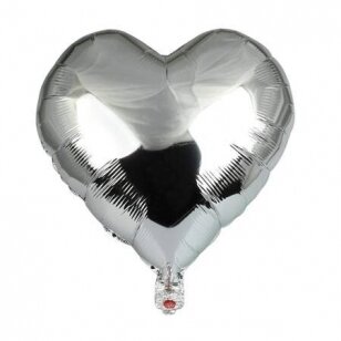 Folinis širdies formos balionas "Širdelė", sidabro (37 cm)