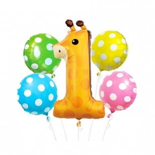 Folinių balionų rinkinys Žirafiukas, rusvas (5 vnt.)