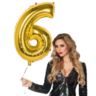 Foil balloon 'Number 6,' gold color, 86 cm