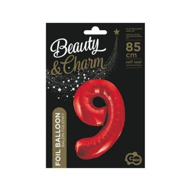 Foil balloon number 9, red, 85 cm Foil balloon number 9, red, 85 cm