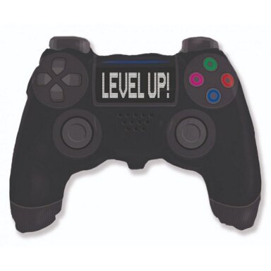 Фольгированный фигурный шар в форме игрового контроллера 'Level up', черный (48x69 см) Фольгированный фигурный шар в форме игрового контроллера 'Level up', черный (48x69 см)