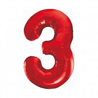 Foil ballon number 3, red, 85 cm Foil ballon number 3, red, 85 cm