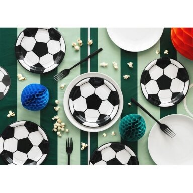 Futbolo temos popierinės lėkštutės 18 cm, 6 vnt. – vienkartinės lėkštės vaikų šventei