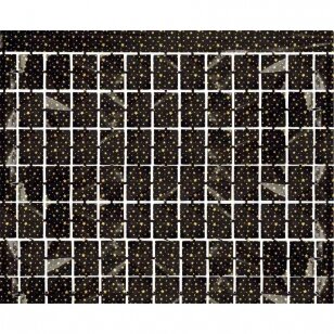 Girlianda - užuolaida kvadratėliai, juoda su aukso žvaigždėmis (200x100 cm)