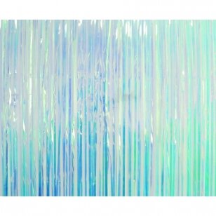 Girlianda - užuolaida lietutis, melsvos halografinės spalvos (200x100 cm)