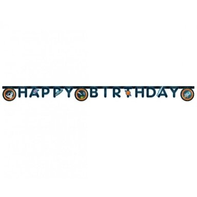 Girlianda popierinė “Raketa kosmose" su užrašu "Happy birthday" 2 m Girlianda popierinė “Raketa kosmose" su užrašu "Happy birthday" 2 m