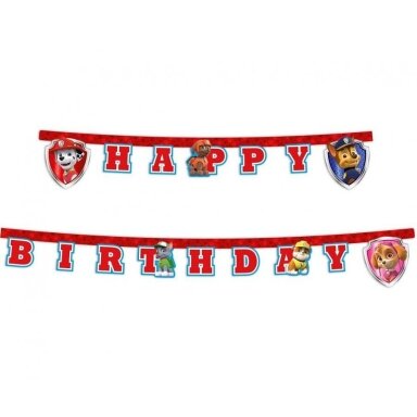 Girlianda popierinė “Šuniukai patruliai” su užrašu "Happy birthday" 2 m. Girlianda popierinė “Šuniukai patruliai” su užrašu "Happy birthday" 2 m.