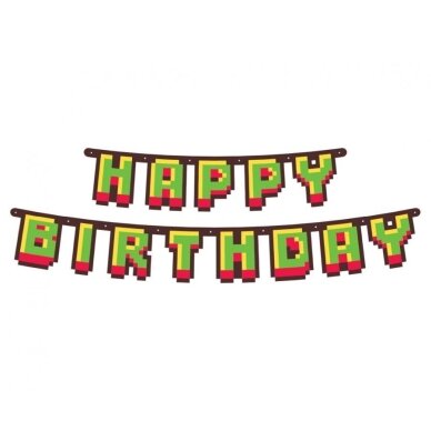 Paper garland Happy Birthday Game On, 160 cm Paper garland Happy Birthday Game On, 160 cm