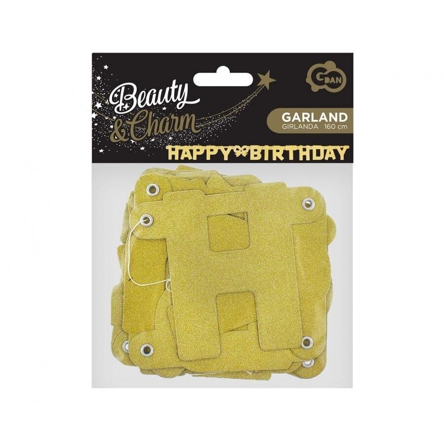 Glitter garland "Happy Birthday", gold, 160x11 cm 1 Glitter garland "Happy Birthday", gold, 160x11 cm 1