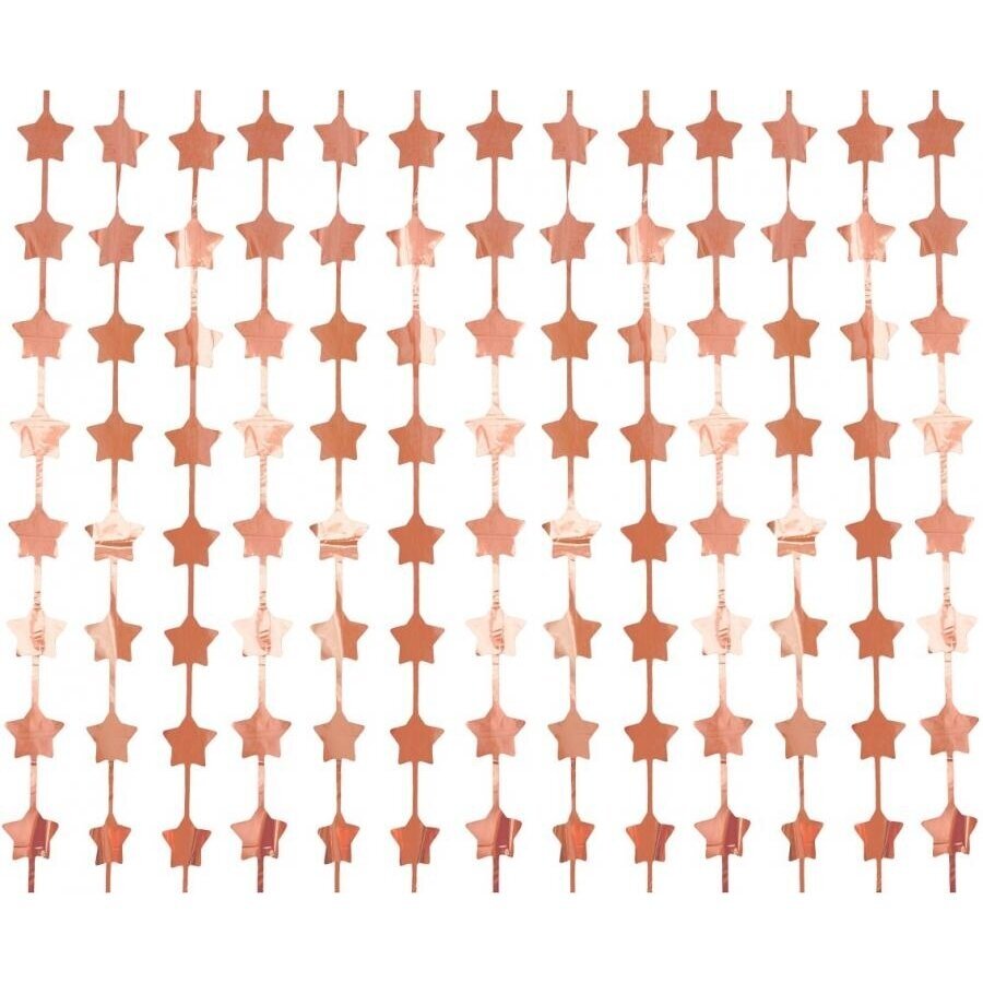 Fringe Deco Curtain B&C Stars, metallic rose-gold, 100 x 200 cm