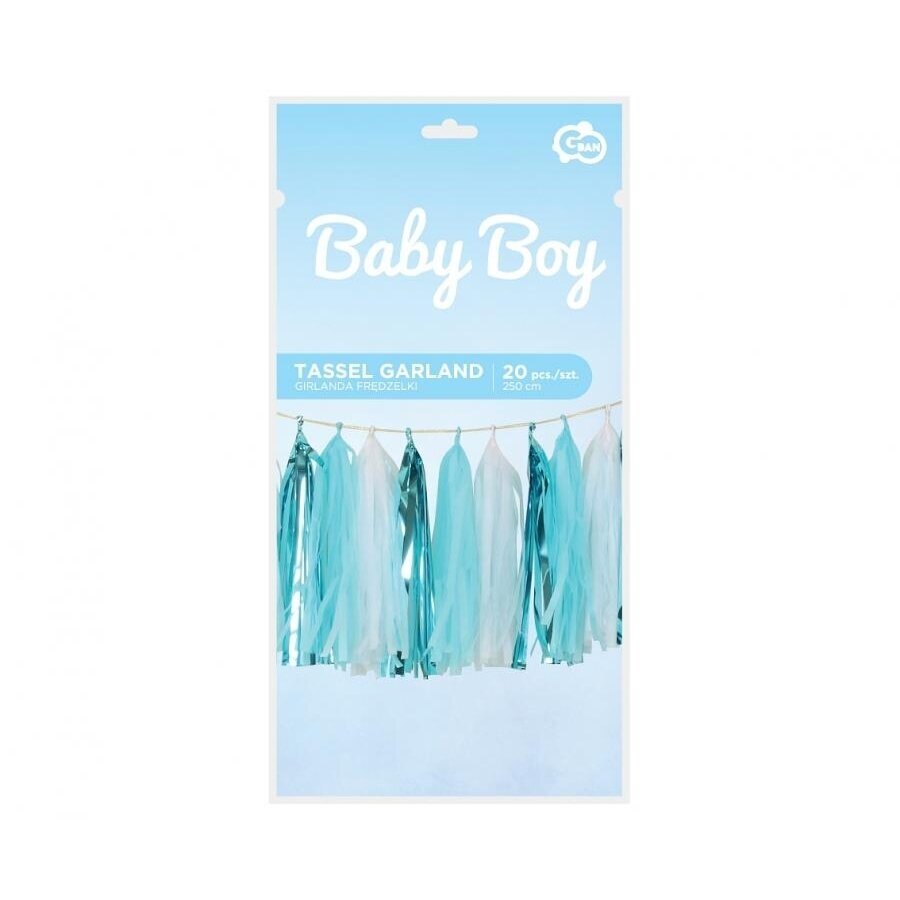 Tinsel garland B&G Baby Boy, light blue, 36x250 m, 20 pcs. 1