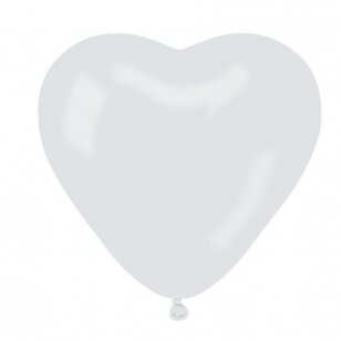 Lateksinis širdies formos balionas, baltas (25cm/50vnt)