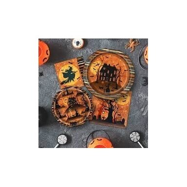 Lėkštutės "Full moon halloween" (8 vnt./17 cm)