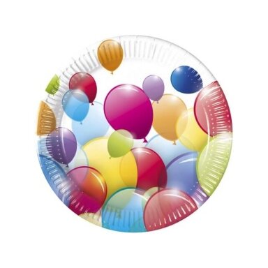 Lėkštutės popierinės su balionais "Spalvoti balionai" (8 vnt./20 cm) Lėkštutės popierinės su balionais "Spalvoti balionai" (8 vnt./20 cm)