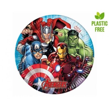 Popierinės lėkštutės „Mighty Avengers“ – Keršytojų tematikos (8 vnt., 20 cm)
