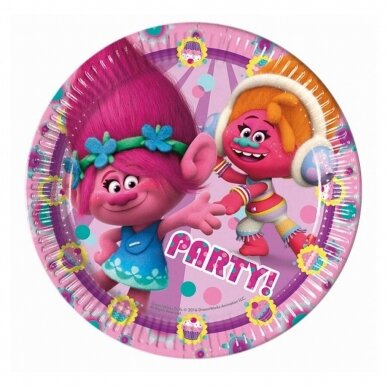 Paper Plates "Trolls" , 23 cm, 8 pcs Paper Plates "Trolls" , 23 cm, 8 pcs