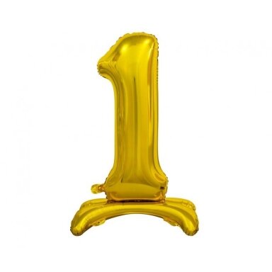 Pastatomi balionai skaičiai "Skaičius 1", aukso spalvos, 74cm Pastatomi balionai skaičiai "Skaičius 1", aukso spalvos, 74cm
