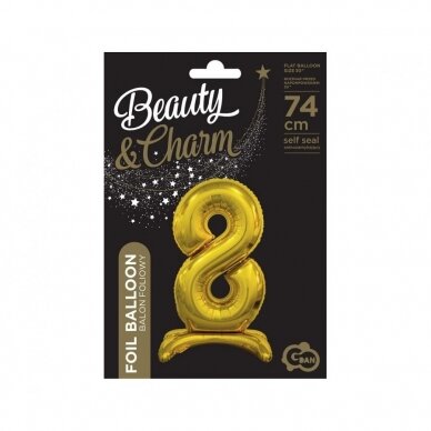 B&C standing foil balloon Digit 8, gold, 74 cm 1 B&C standing foil balloon Digit 8, gold, 74 cm 1