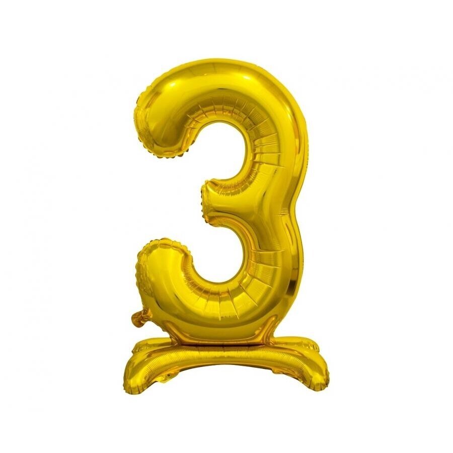 B&C standing foil balloon Digit 3, gold, 74 cm B&C standing foil balloon Digit 3, gold, 74 cm
