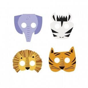 Popierinės kaukės "Safari gyvūnai" (8vnt.)