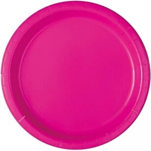 Popierinės lėkštutės, ryškiai rožinės neon (16 vnt./22 cm)