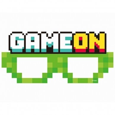 Popierinės kaukės akiniai kompiuteriniai žaidimai tema "Game on" (6 vnt) Popierinės kaukės akiniai kompiuteriniai žaidimai tema "Game on" (6 vnt)