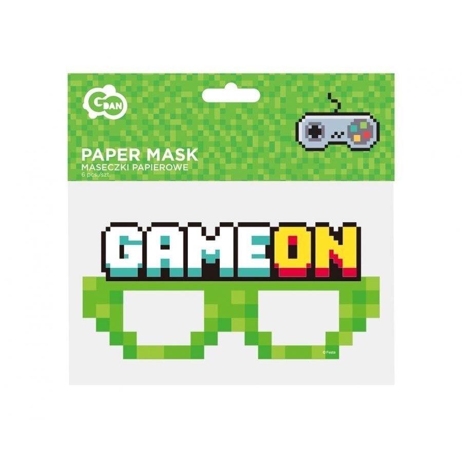 Popierinės kaukės akiniai kompiuteriniai žaidimai tema "Game on" (6 vnt) 1 Popierinės kaukės akiniai kompiuteriniai žaidimai tema "Game on" (6 vnt) 1