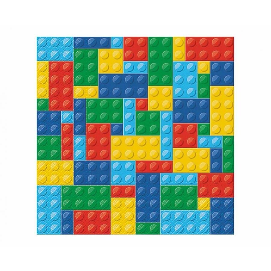 Popierinės servetėlės „Spalvotos kaladėlės“ 33 × 33 cm, 20 vnt. – servetėlės vaikų gimtadieniui