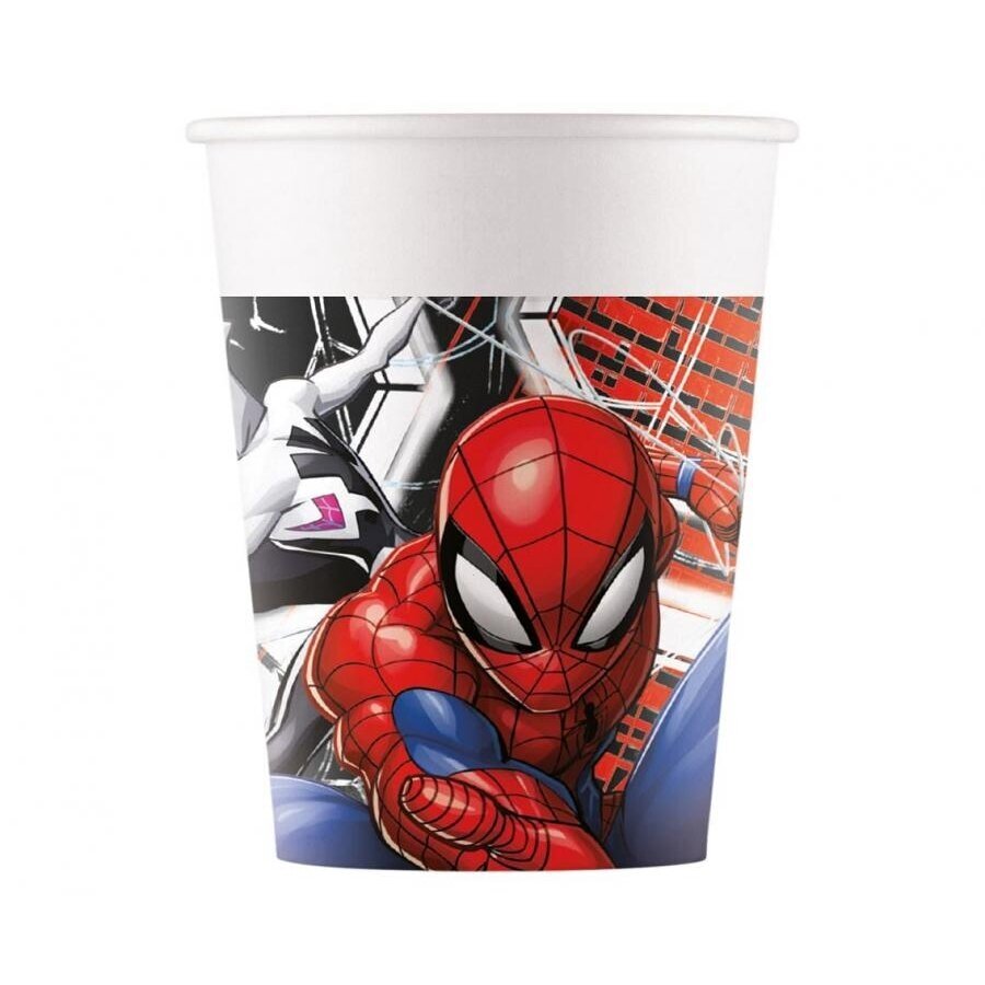 Popieriniai puodeliai „Spiderman World of Web“ 200 ml (8 vnt.) – Žmogaus Voro gimtadienio puodeliai Popieriniai puodeliai „Spiderman World of Web“ 200 ml (8 vnt.) – Žmogaus Voro gimtadienio puodeliai