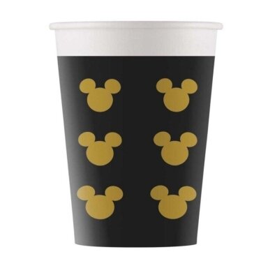 Puodeliai popieriniai juodi su peliuku Mikiu "Mickey Gold" (8vnt/200ml) Puodeliai popieriniai juodi su peliuku Mikiu "Mickey Gold" (8vnt/200ml)