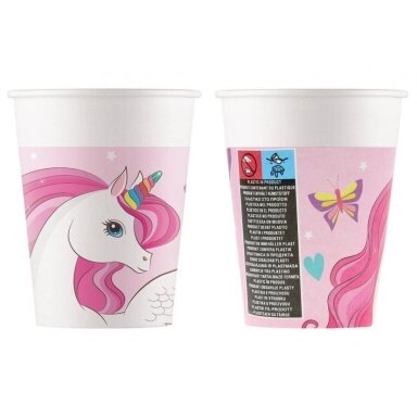 Puodeliai popieriniai su vienaragiu "Vienaragis Vaivorykštė" (8vnt/200ml) Puodeliai popieriniai su vienaragiu "Vienaragis Vaivorykštė" (8vnt/200ml)