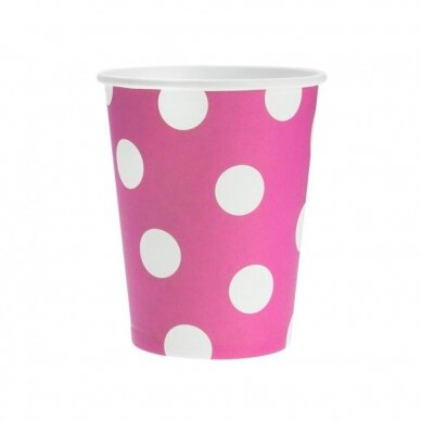 Paper cups, bright pink with white dots (6 pcs, 270 ml) Paper cups, bright pink with white dots (6 pcs, 270 ml)