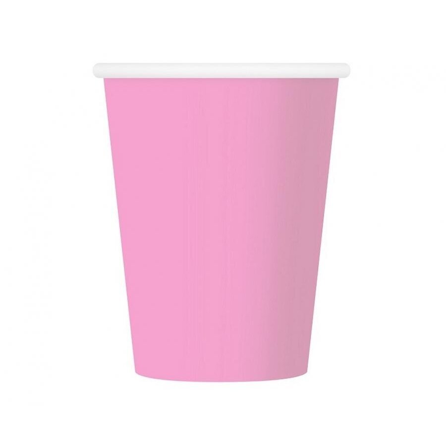 Paper cups, solid colour, pink, 270 ml, 6 pcs