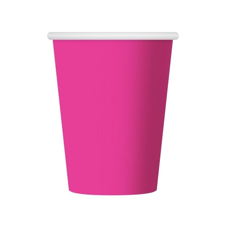 Paper cups, solid colour, pink, 270 ml / 6 pcs Paper cups, solid colour, pink, 270 ml / 6 pcs